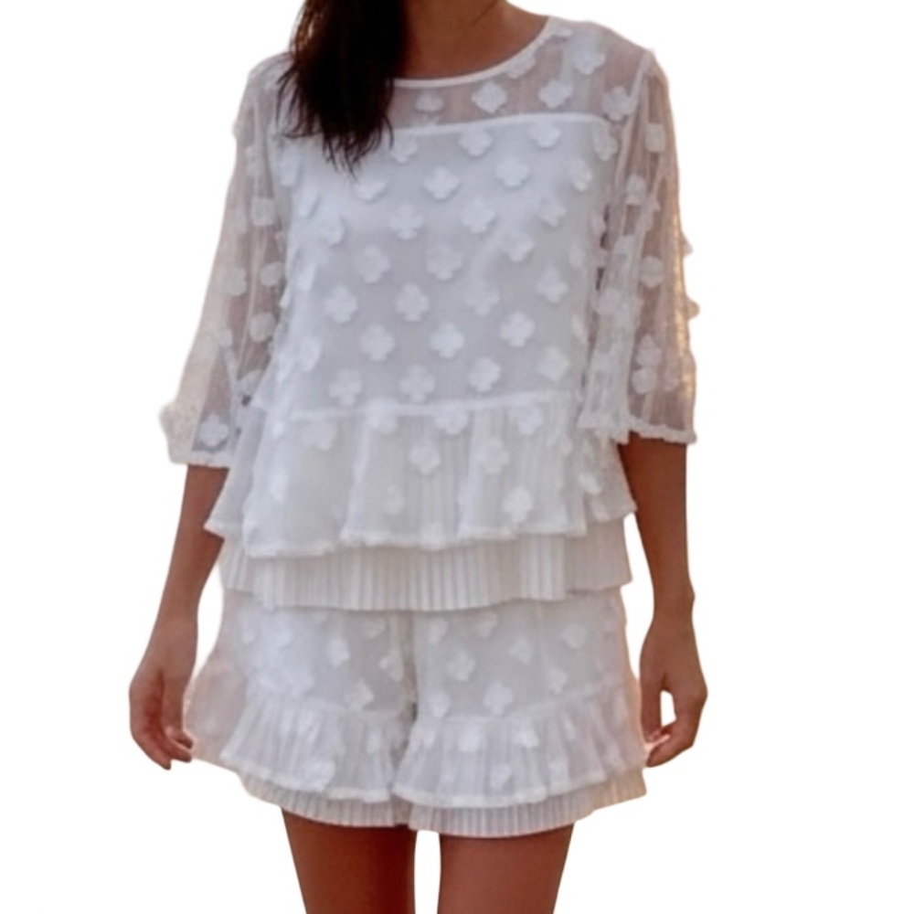#A036 Why Dress 2-Piece Short Set minimalist fashion vacation vibe  White NWOT M